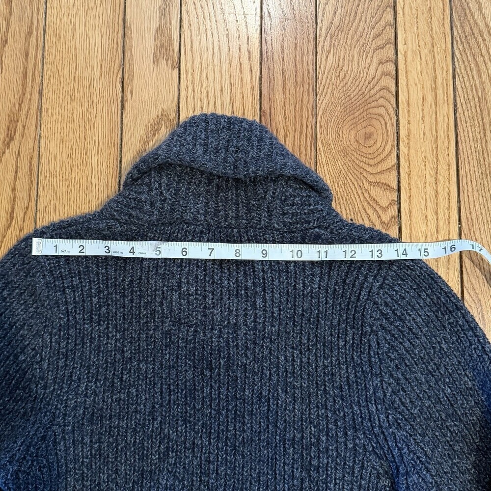 Abercrombie & Fitch Y2K Shawl Collar Sweater Womens Small Gray Moose Logo - Picture 8 of 11